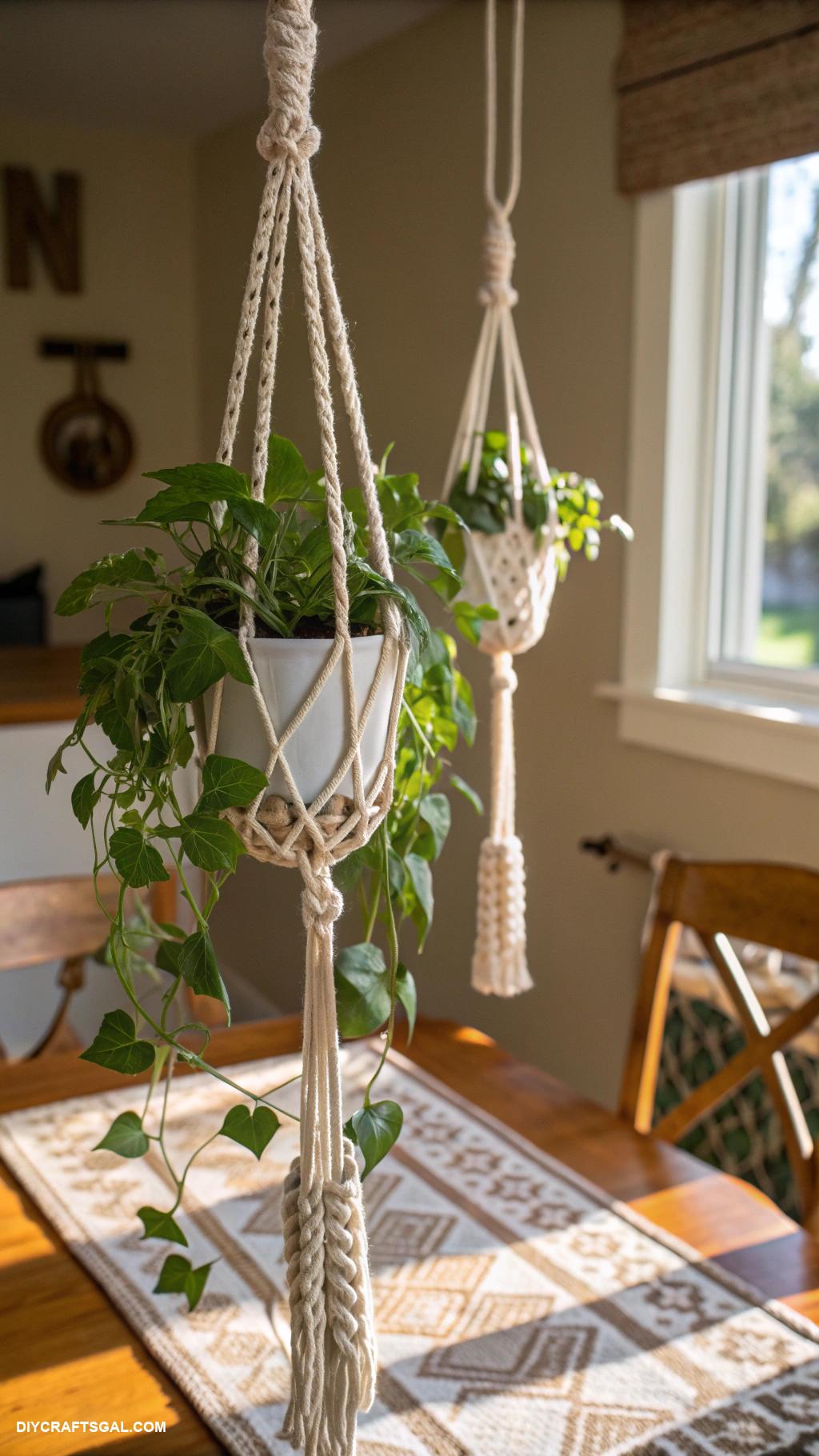 diy dining room decor Macrame hanging plant holders