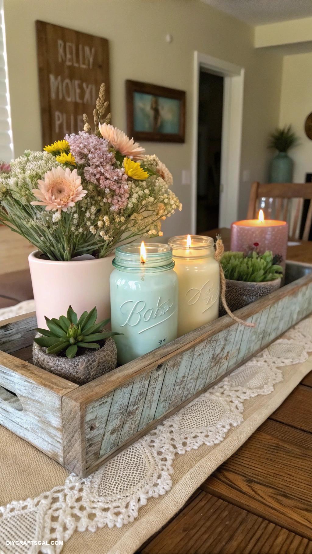 diy dining room decor Reclaimed wood dining table centerpiece