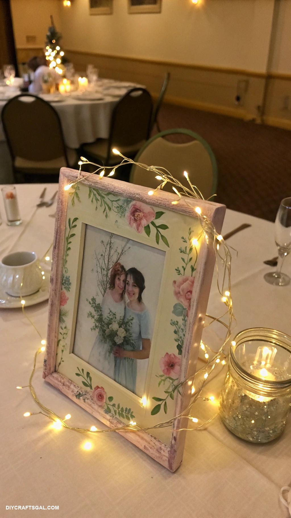 diy dollar tree centerpieces Picture frame with twinkling fairy lights