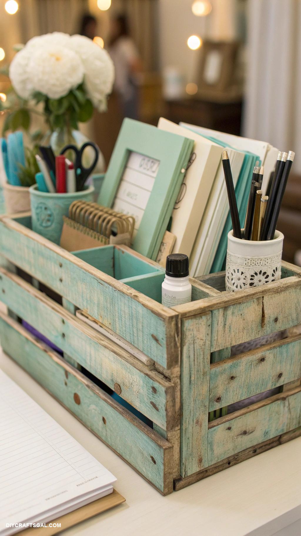 diy gifts for men Custom made desk organizer from old crates