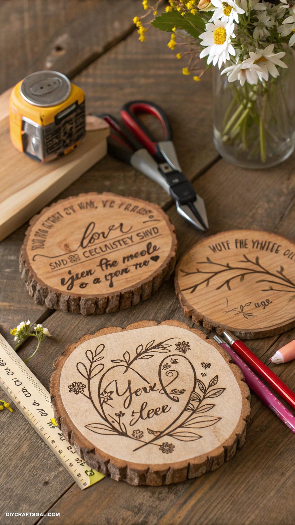 diy gifts for men Customized wood coasters with personal engravings