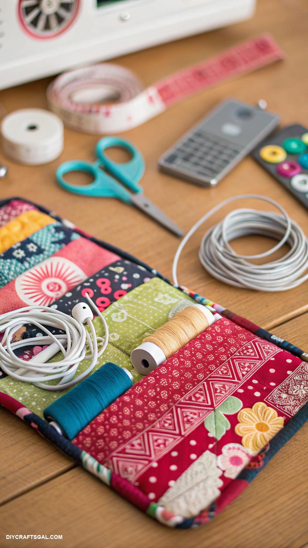 diy gifts for men DIY tech organizer from fabric scraps
