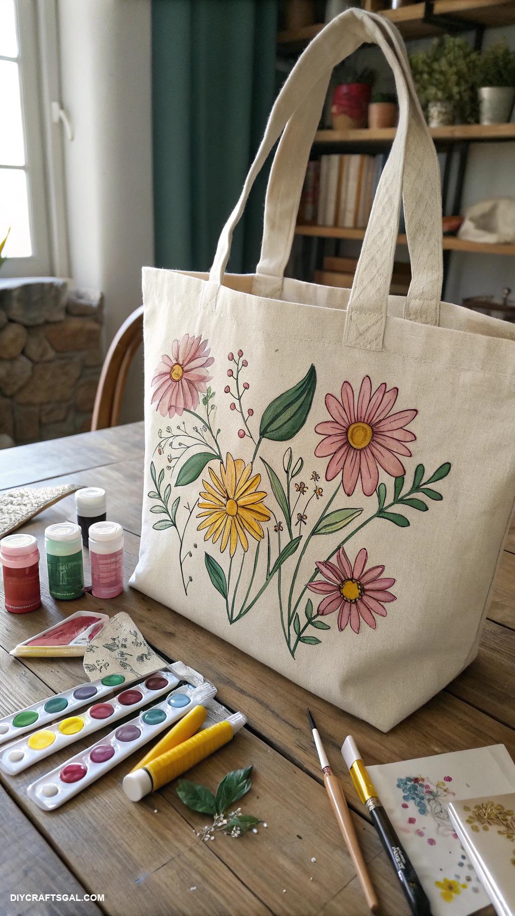 diy gifts for women Custom designed tote bag with fabric paint