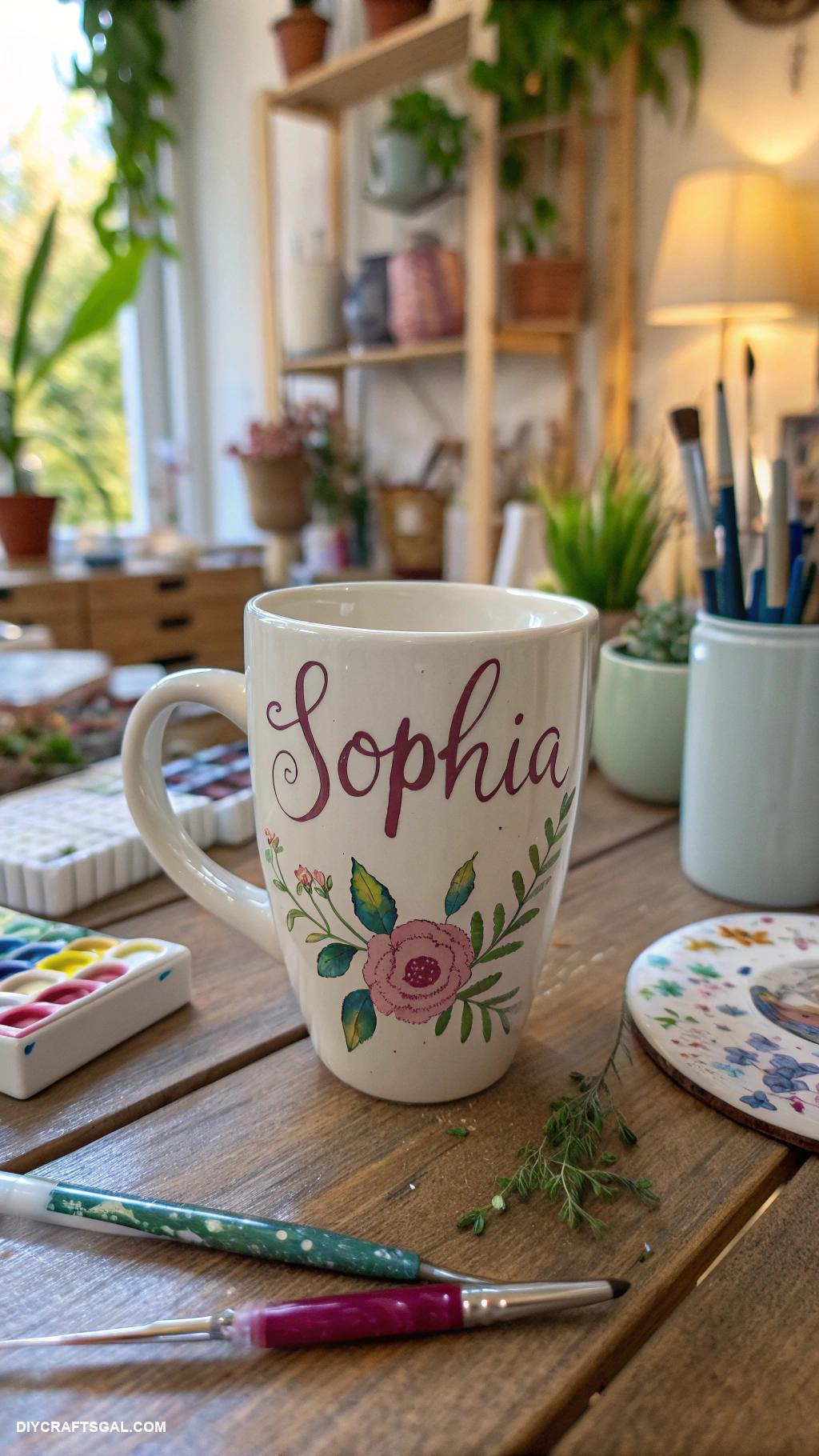 diy gifts for women Hand painted ceramic mug with her name
