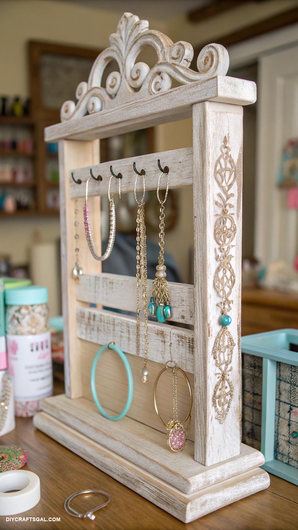 diy gifts for women Upcycled jewelry holder from old wood