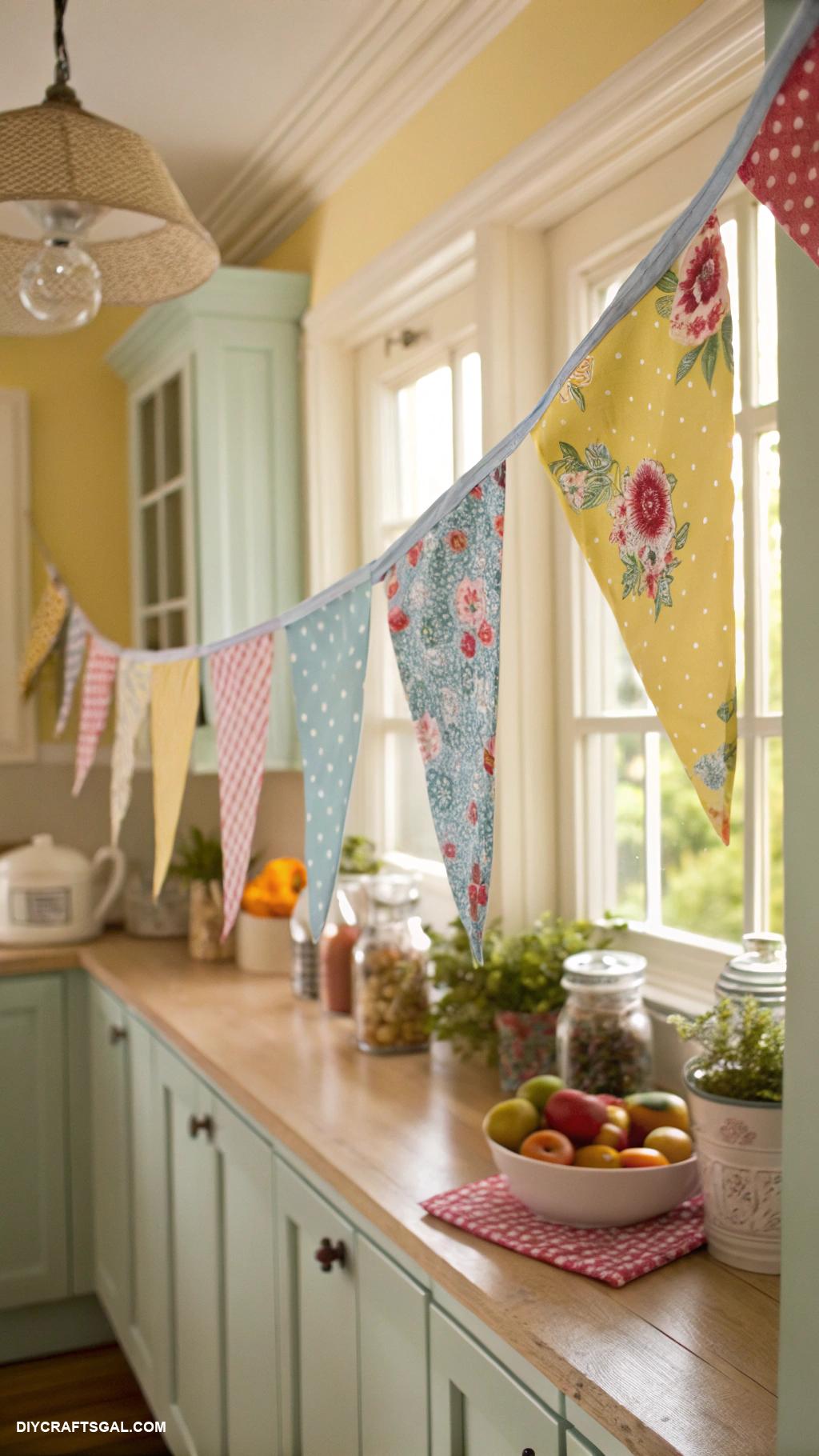 diy kitchen decor DIY fabric bunting for kitchen cheer