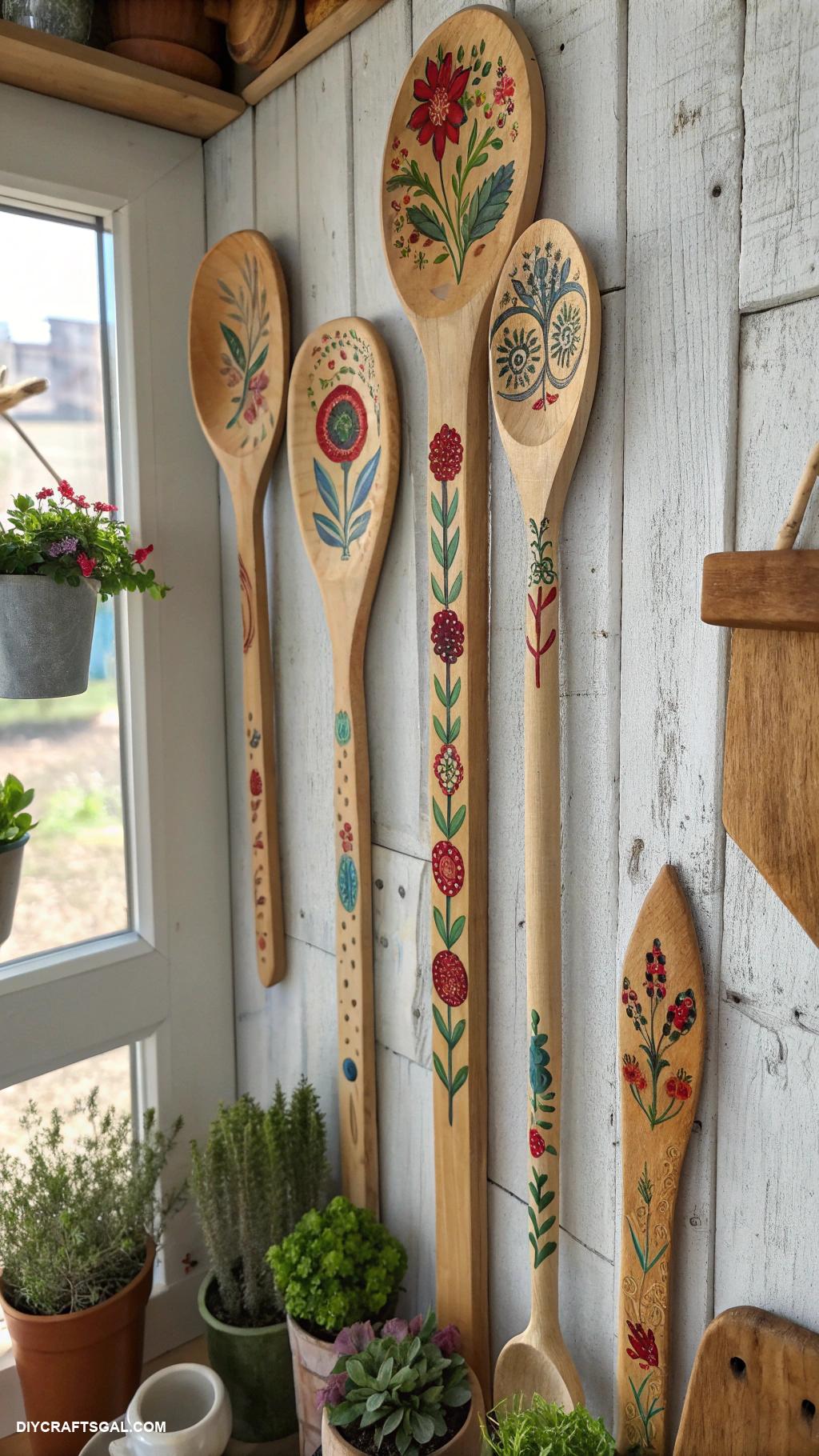 diy kitchen decor Unique wooden spoon wall art display