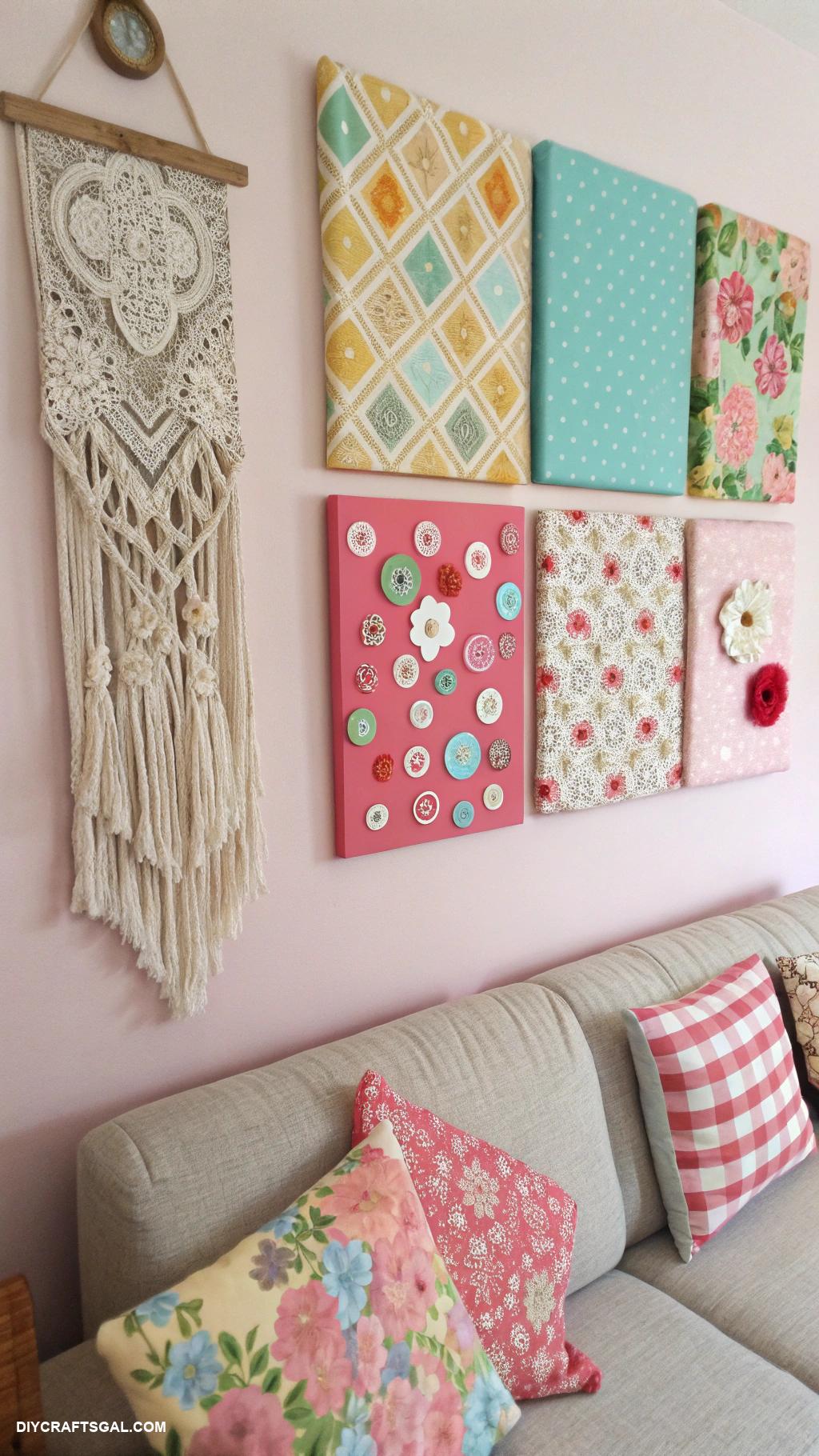 diy living room decor Fabric wrapped canvas for unique wall decor