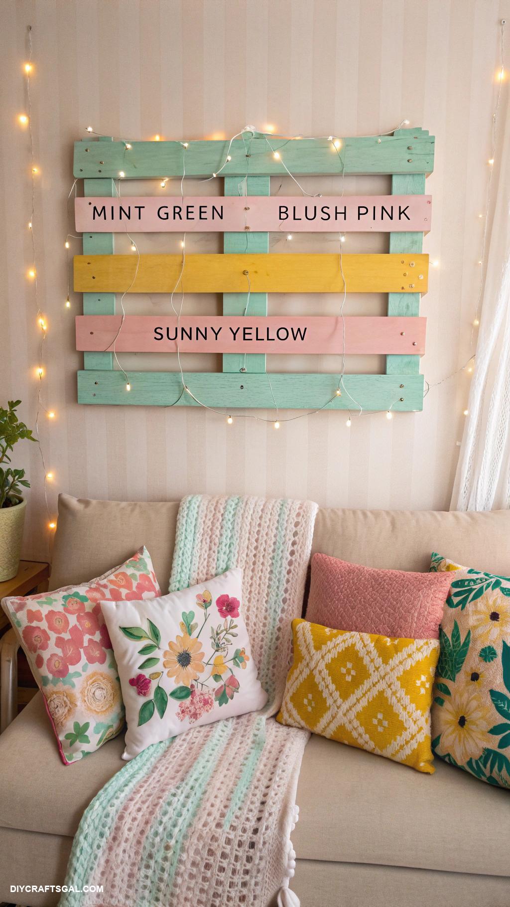 diy living room decor Painted wooden pallets as wall art