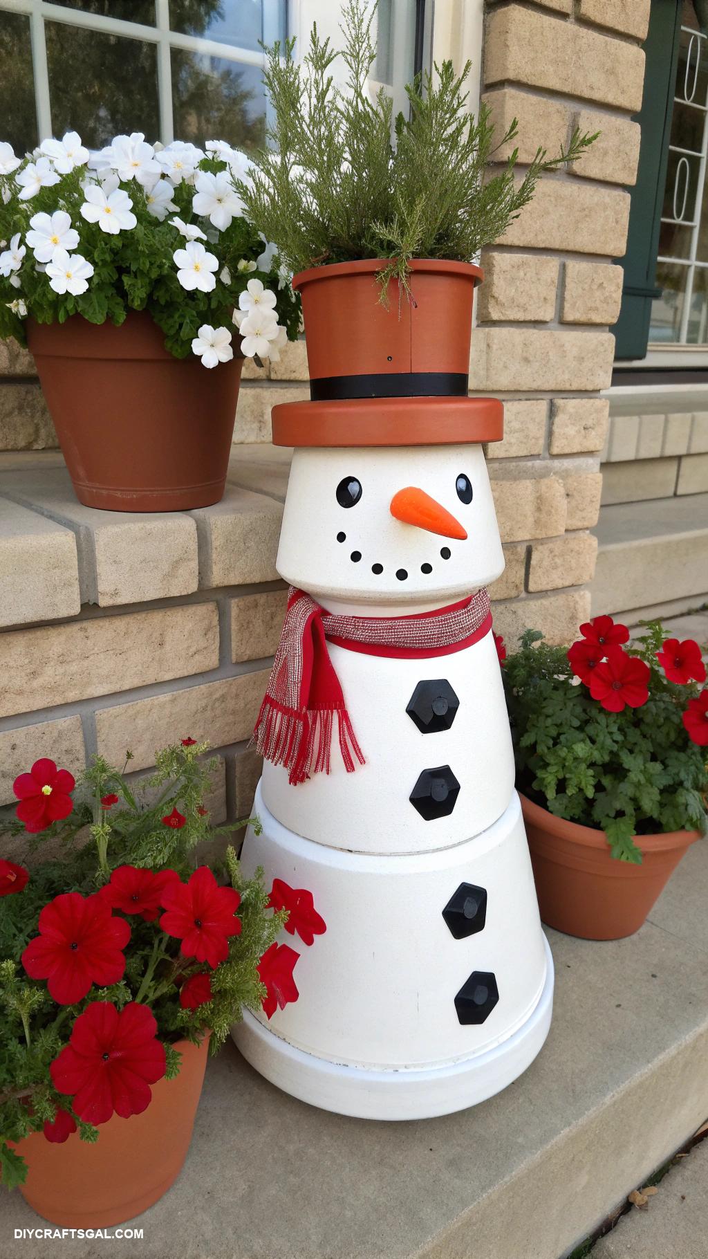 diy snowman decor DIY snowman flower pot planter