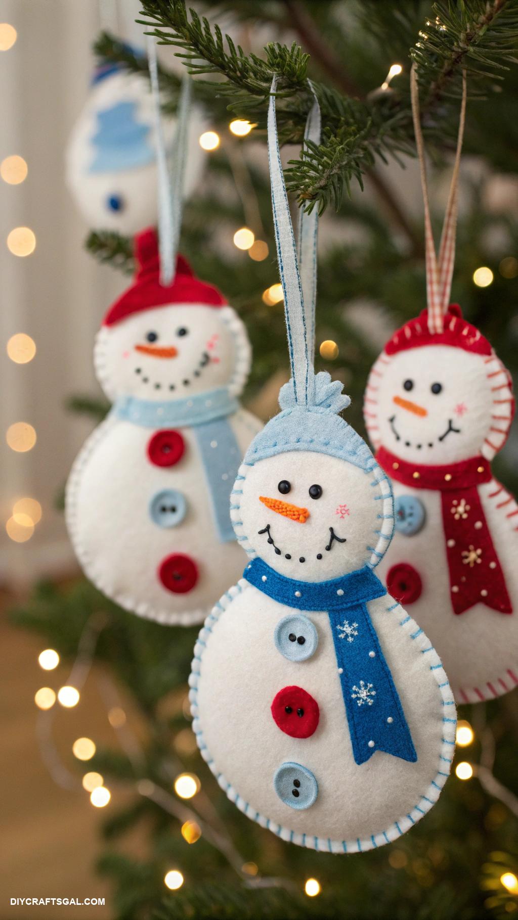 diy snowman decor Felt snowman ornaments for tree