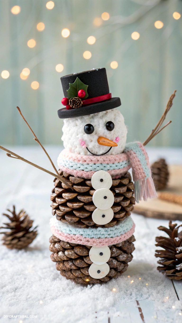 diy snowman decor Pinecone snowman decorations