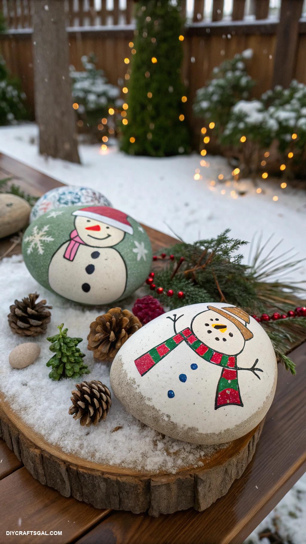 diy snowman decor Snowman painted rocks for garden