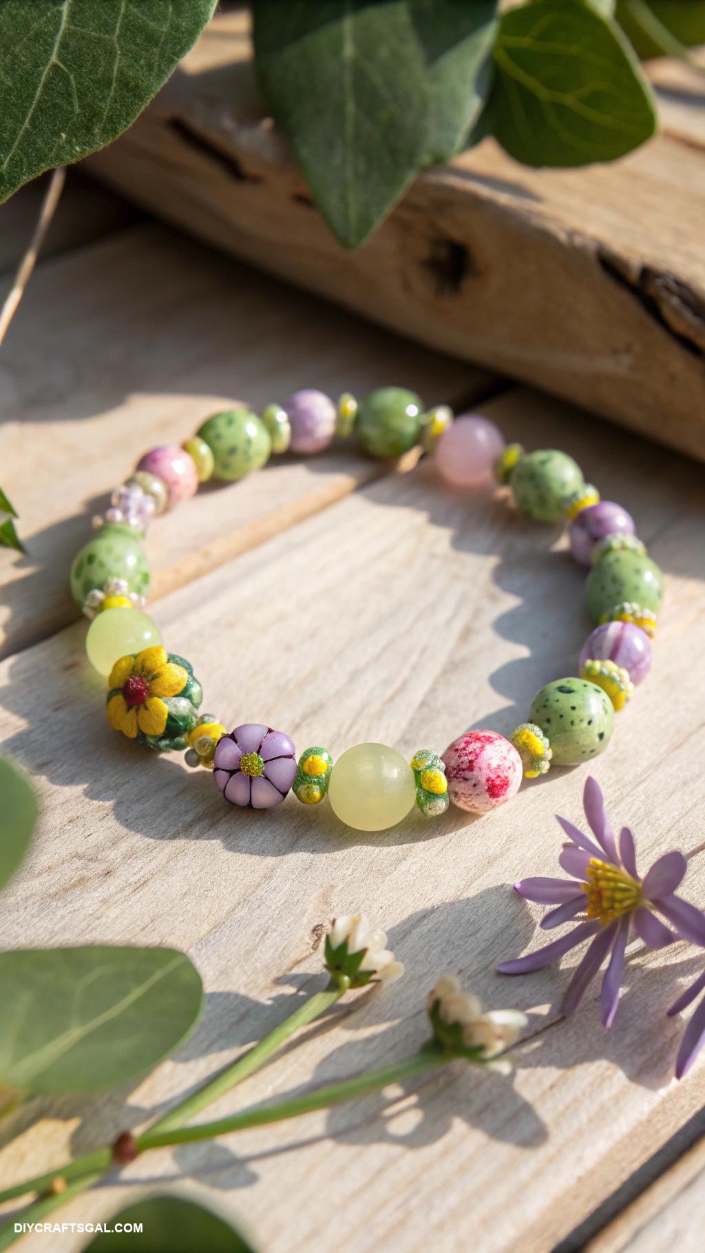diy stretched beaded bracelets Nature inspired floral bead bracelet