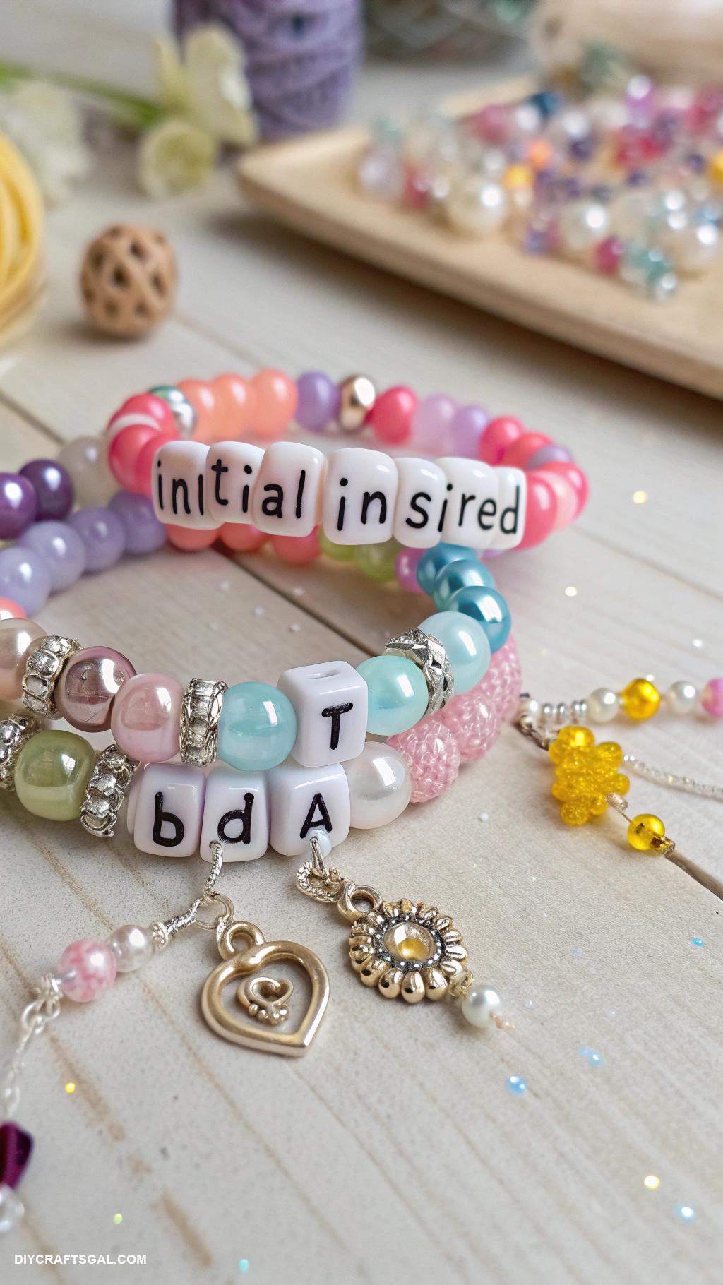 diy stretched beaded bracelets Personalized initials with alphabet beads