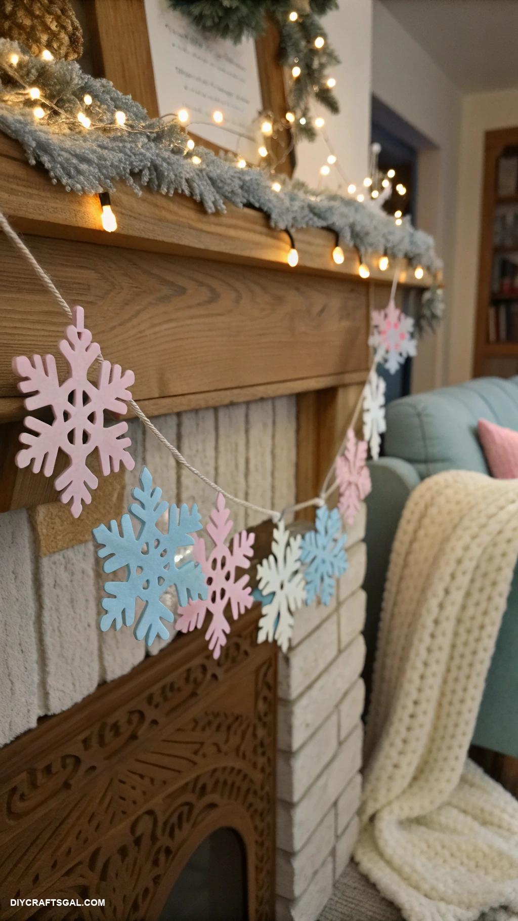 diy winter garlands Felt snowflakes strung for winter magic