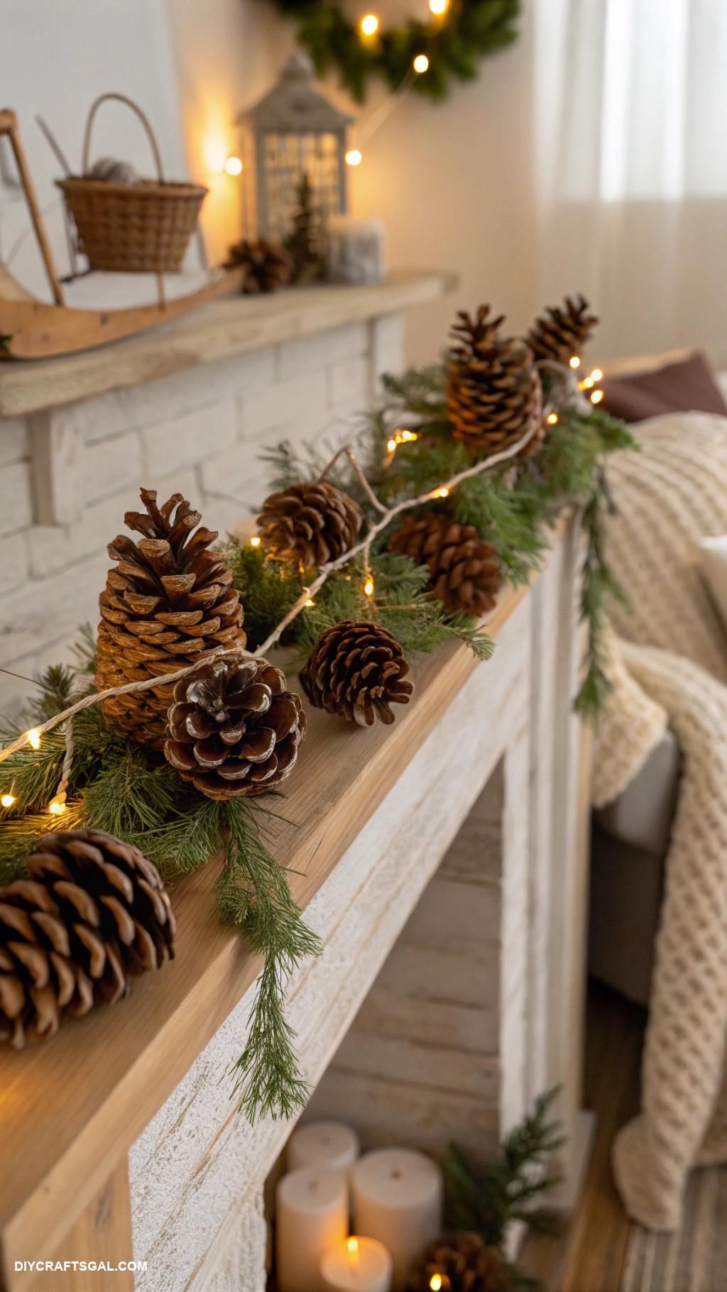 diy winter garlands Pinecone and twine garland for rustic charm