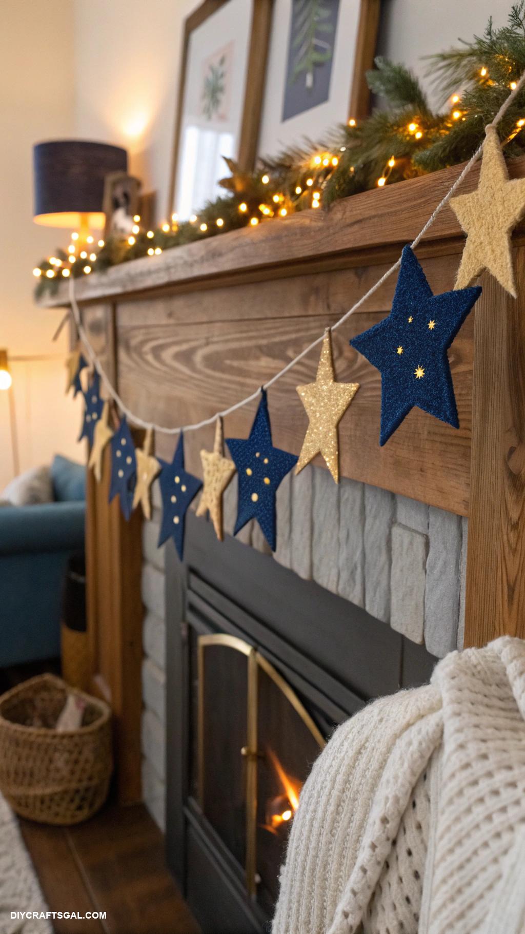 diy winter garlands Starry night garland with twinkling fairy lights