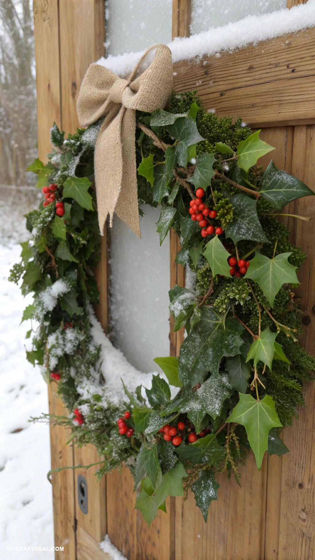 diy winter wreaths Holly and ivy traditional winter wreath