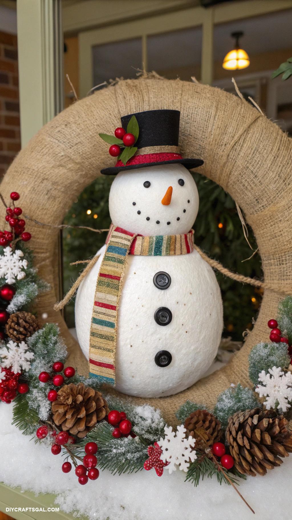 diy winter wreaths Paper mache snowman wreath decoration