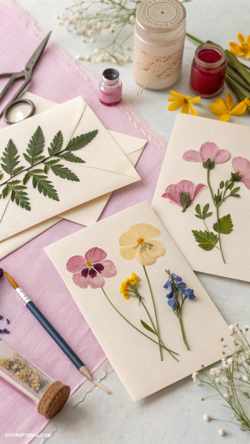 easy crafts Homemade greeting cards with pressed flowers