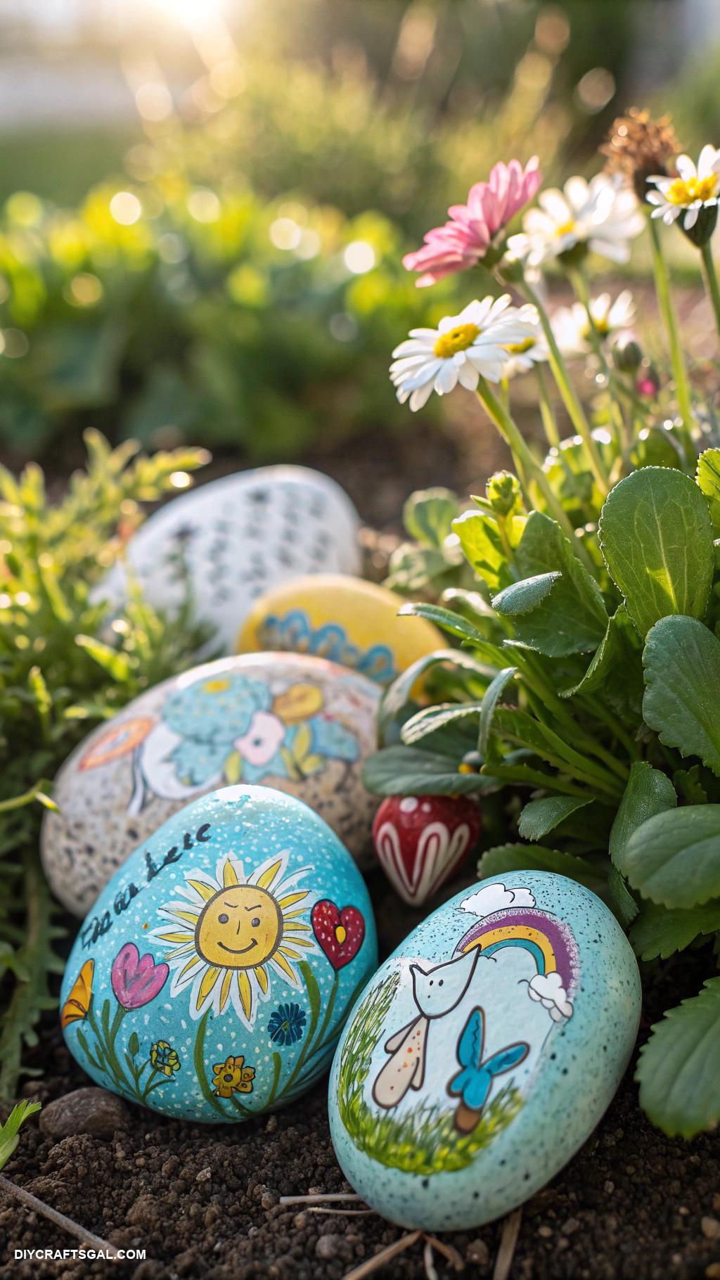 easy crafts Painted rocks create art for your garden