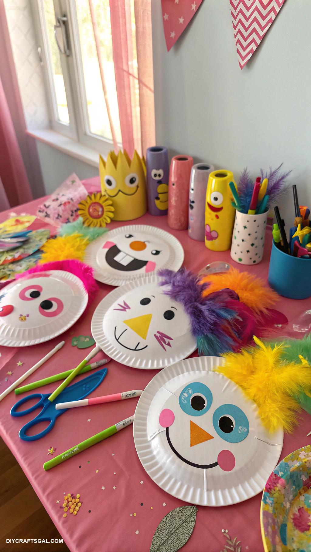 easy crafts Paper plate masks colorful and fun characters