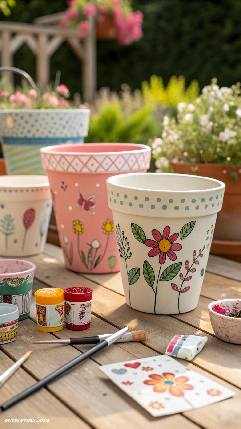 easy diy ideas Painted flower pots with personalized designs