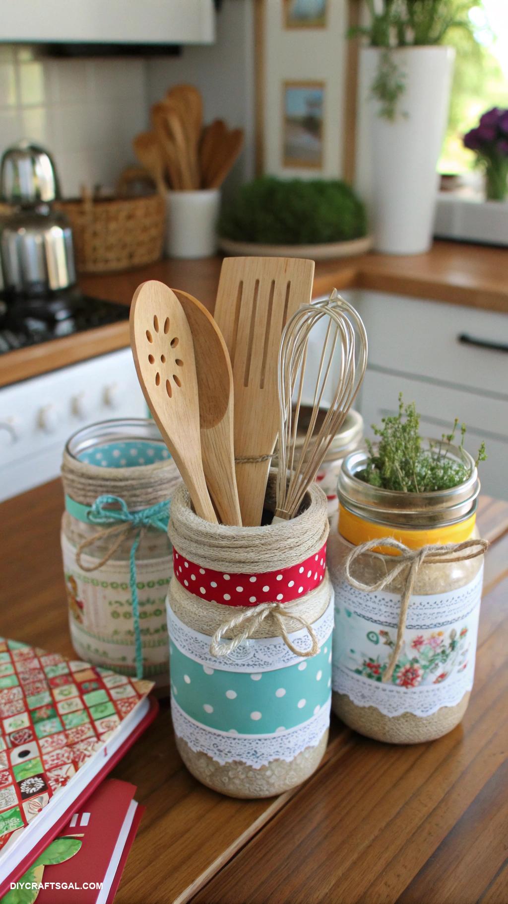 easy diy ideas Upcycled mason jars as kitchen organizers