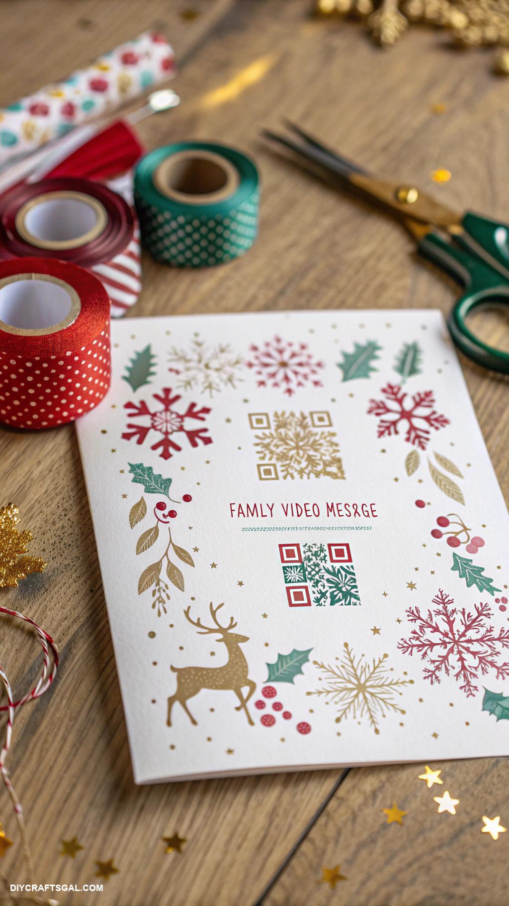 handmade christmas cards Interactive QR code linking to family video