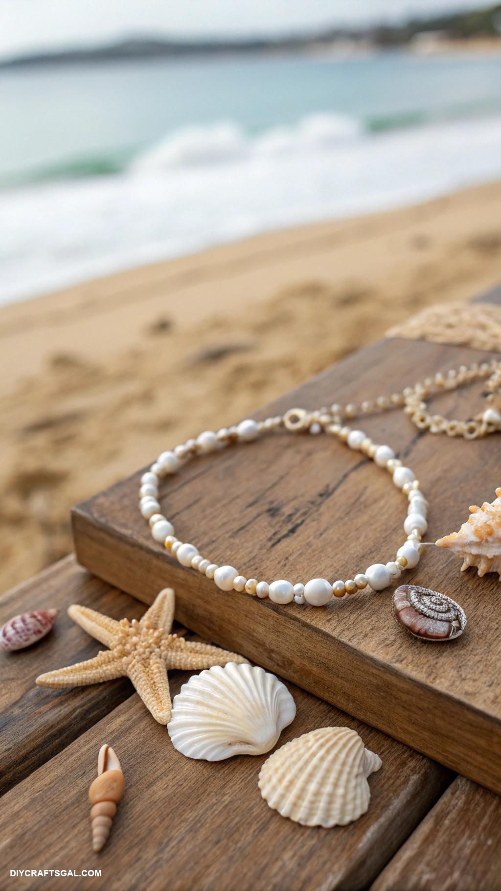 handmade jewelry Seashell anklets with freshwater pearls