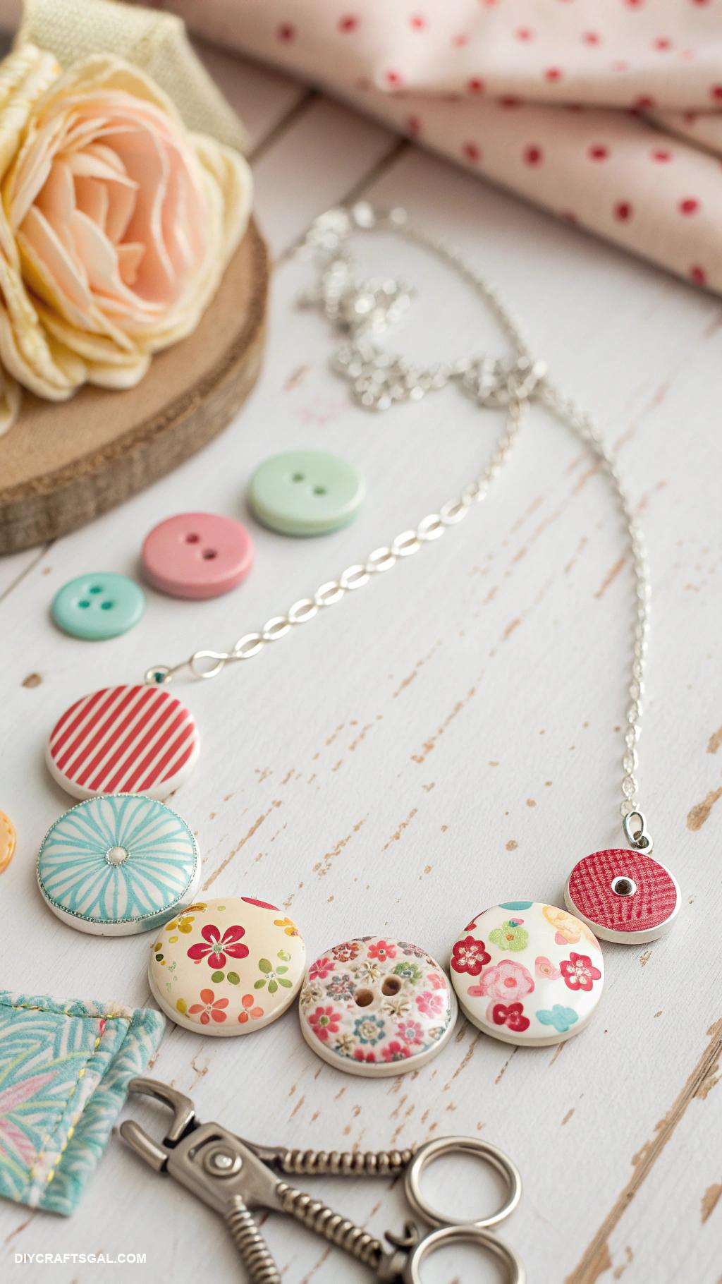 handmade jewelry Upcycled button charm necklaces