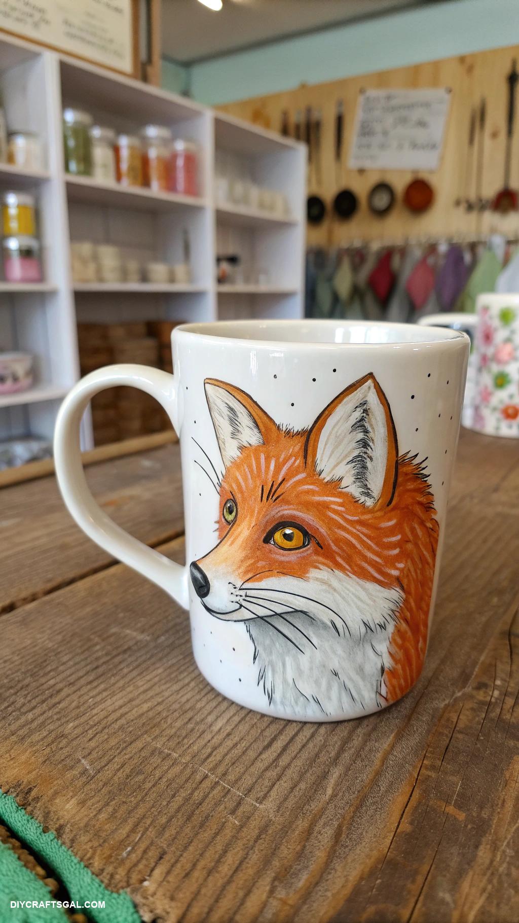 handmade mug Hand painted animal faces