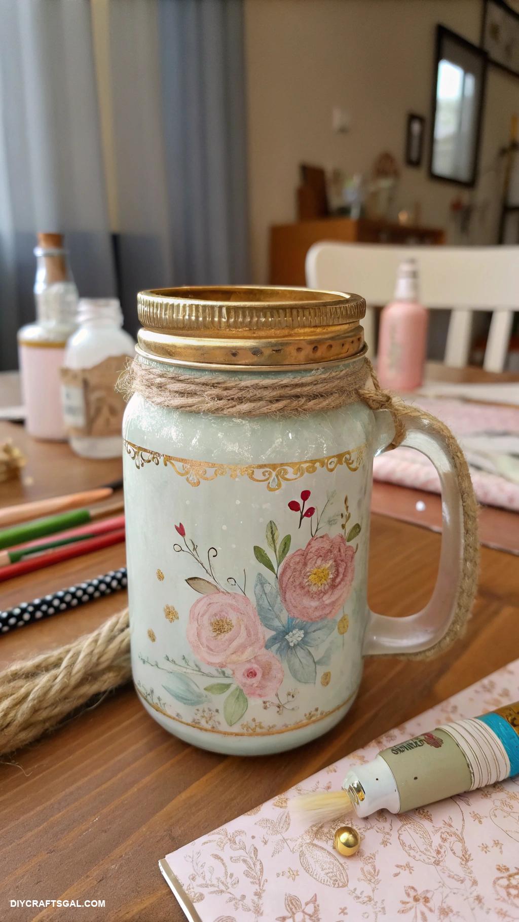 handmade mug Upcycled glass jar transformation