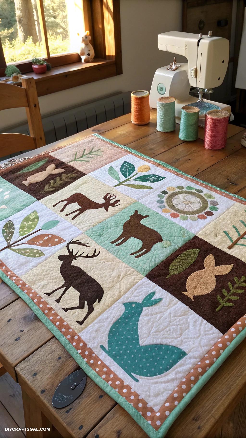 quilts made with panels Animal silhouette patchwork quilt