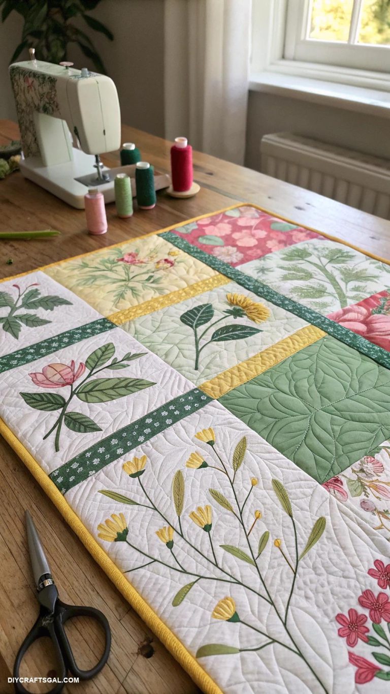 quilts made with panels Modern botanical print quilt