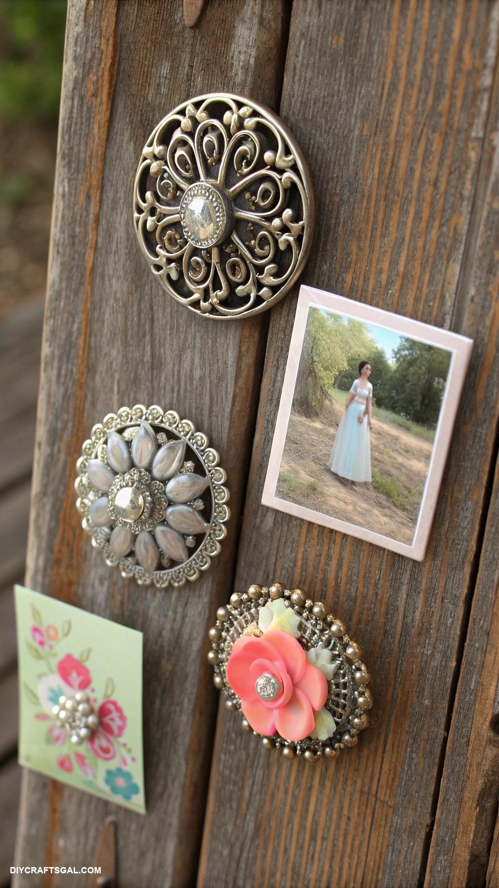 vintage jewelry repurposed Turn brooches into magnetic picture holders