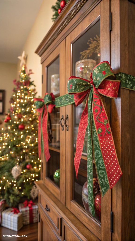 bows on christmas cabinets Jingle bell accent bow for festive sounds