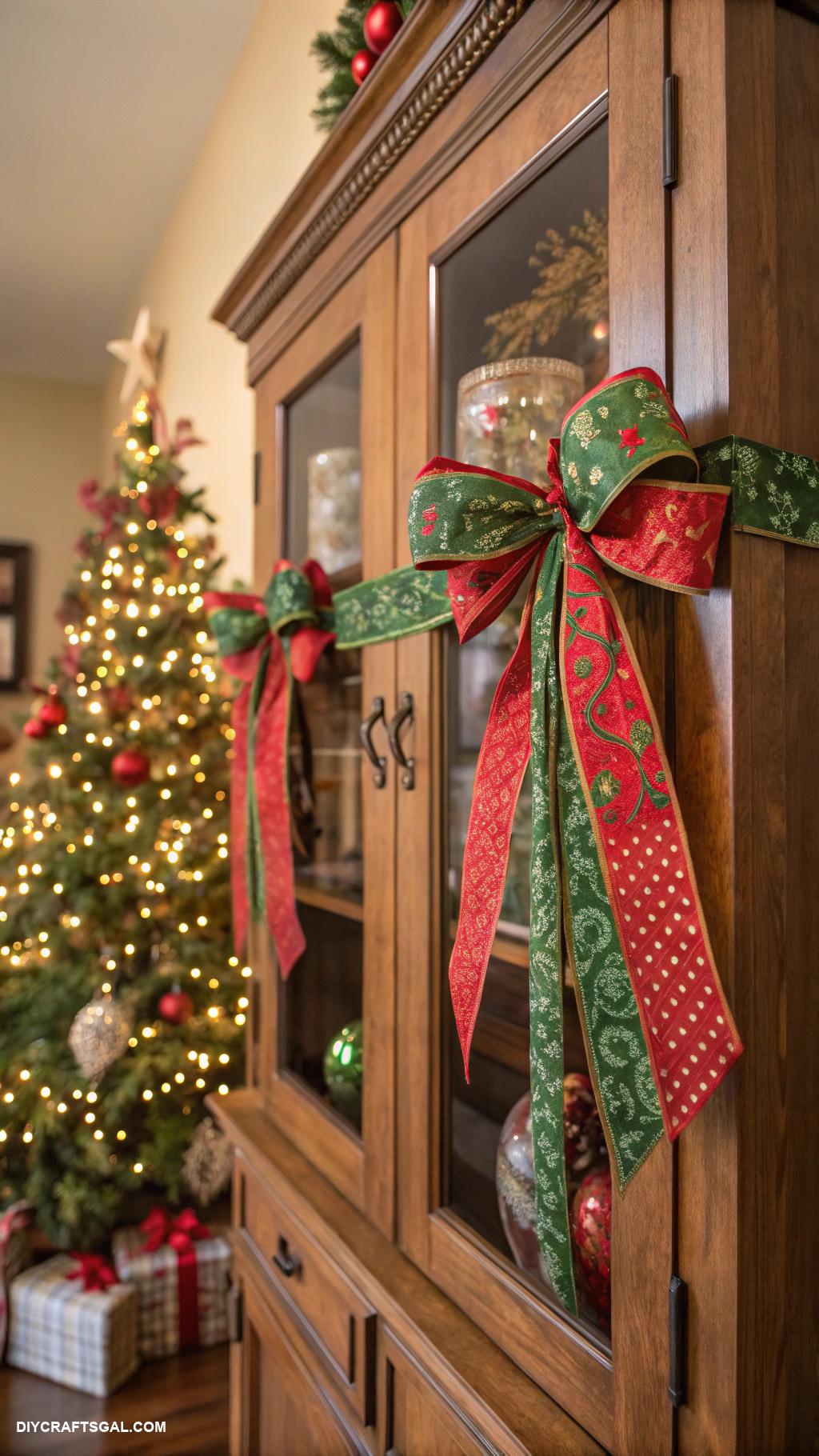 bows on christmas cabinets Jingle bell accent bow for festive sounds