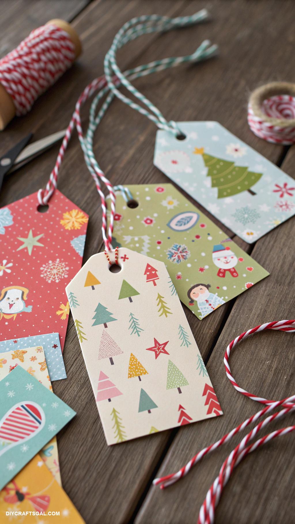 cheap christmas crafts Holiday gift tags from old wrapping paper
