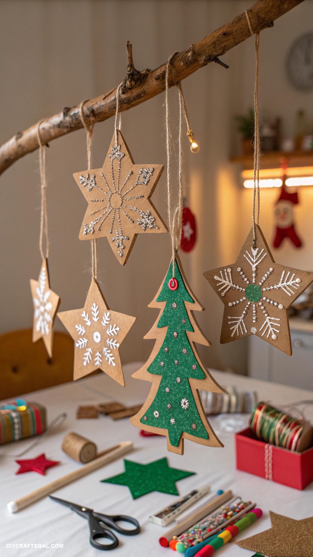 cheap christmas crafts Recycled cardboard Christmas ornaments