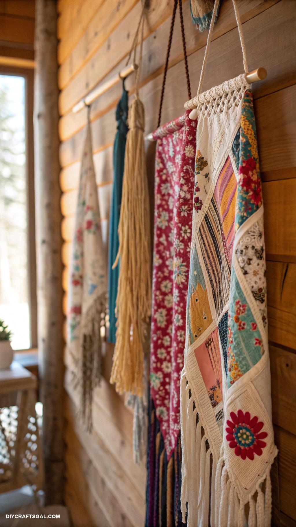 cheap diy home decor Fabric scraps for unique wall hangings