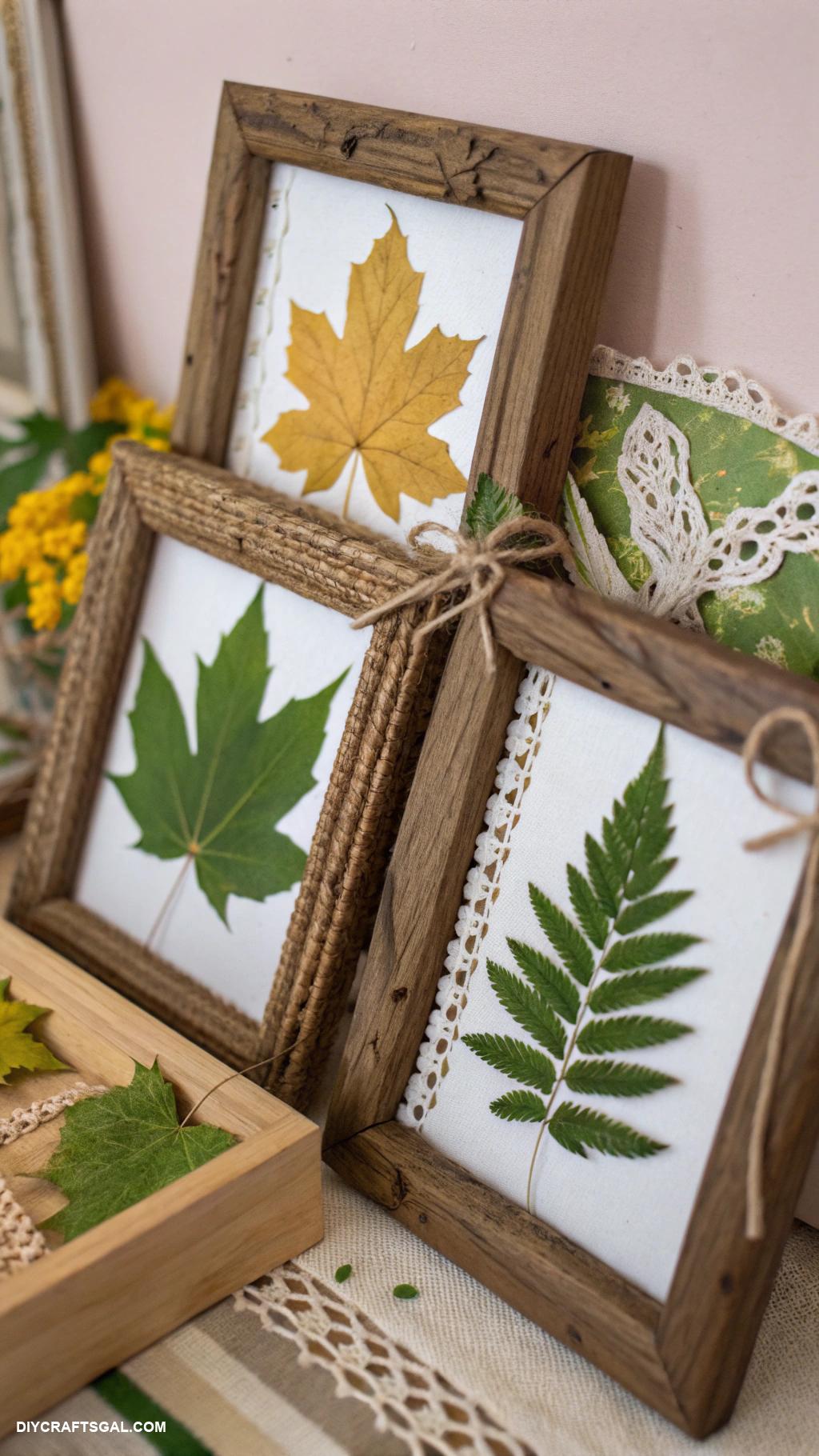 cheap diy home decor Framed press leaves for natural decor