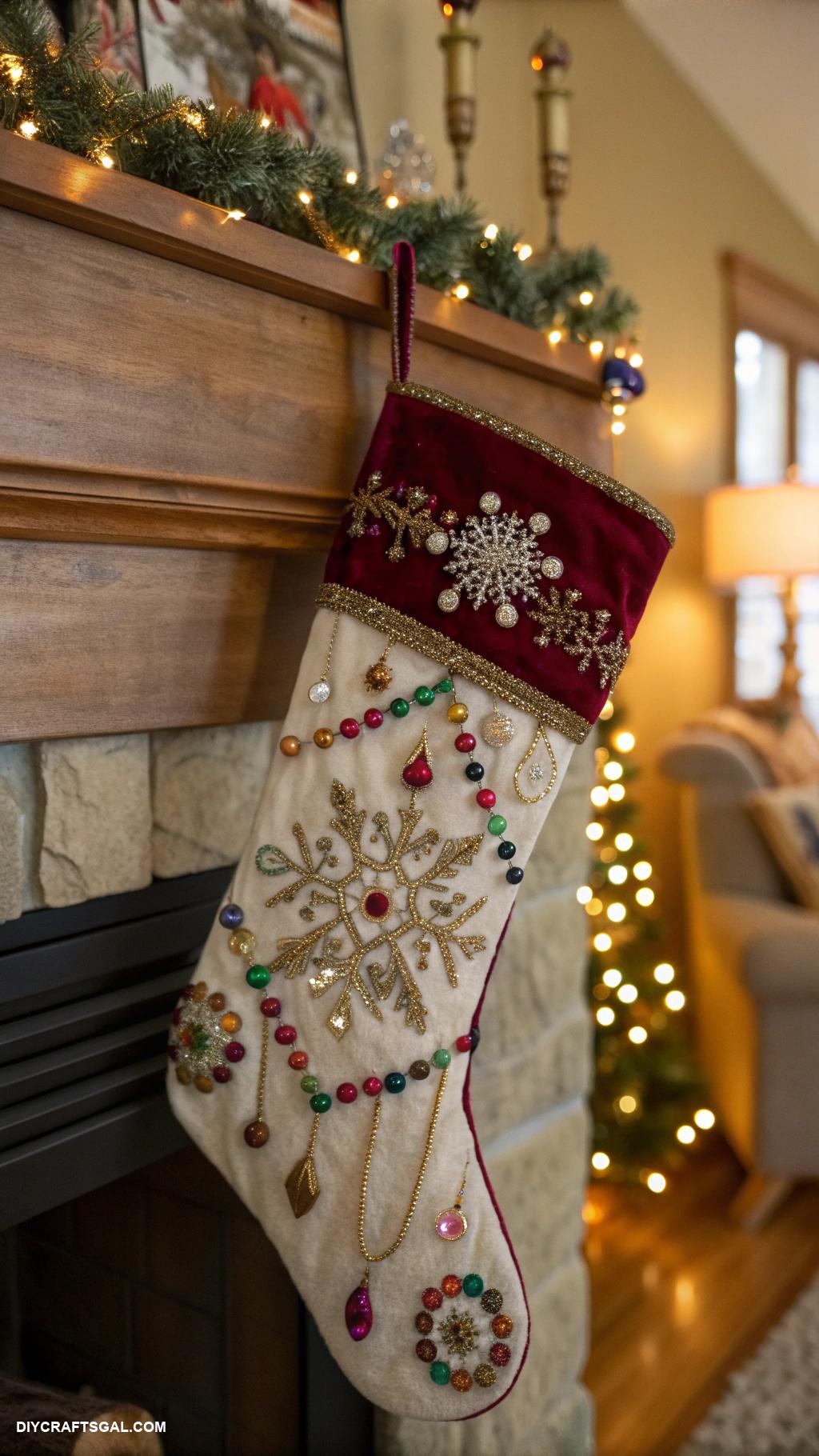 christmas crafts for adults Embellished Stockings with Beads