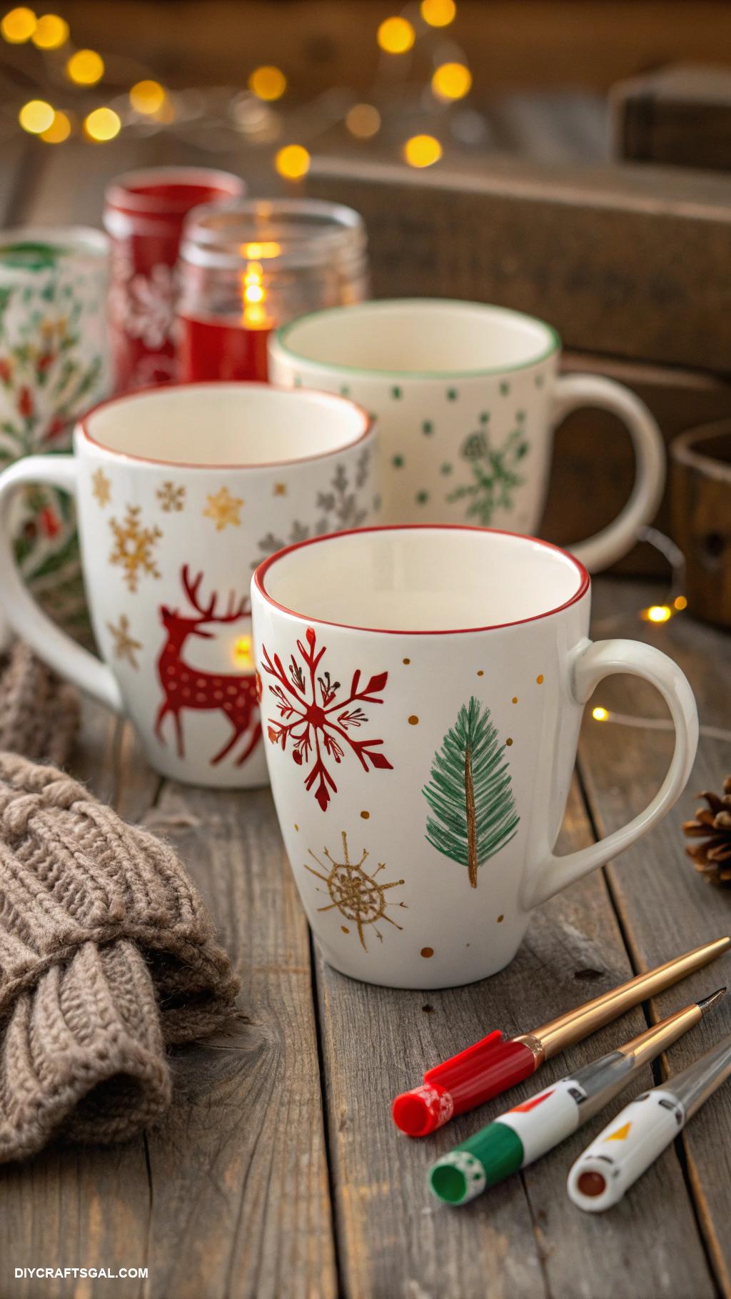 christmas crafts for adults Hand Painted Ceramic Mugs