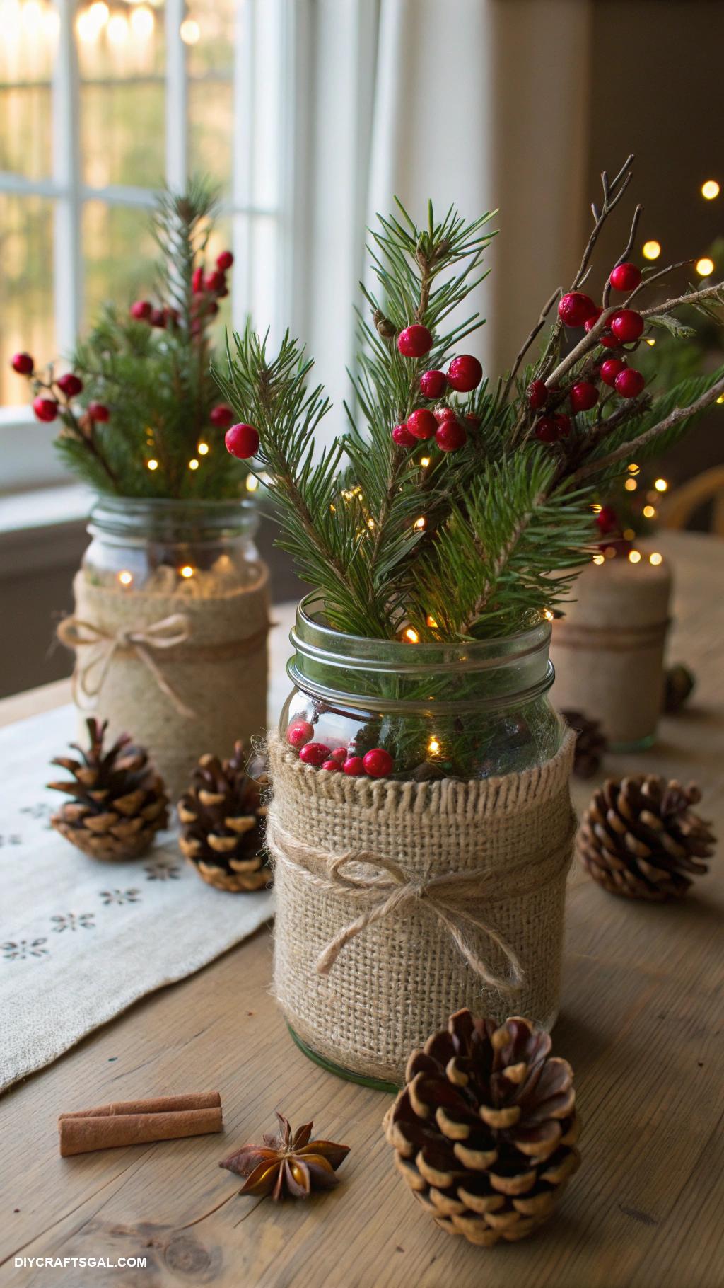 christmas crafts for adults Rustic Mason Jar Centerpieces