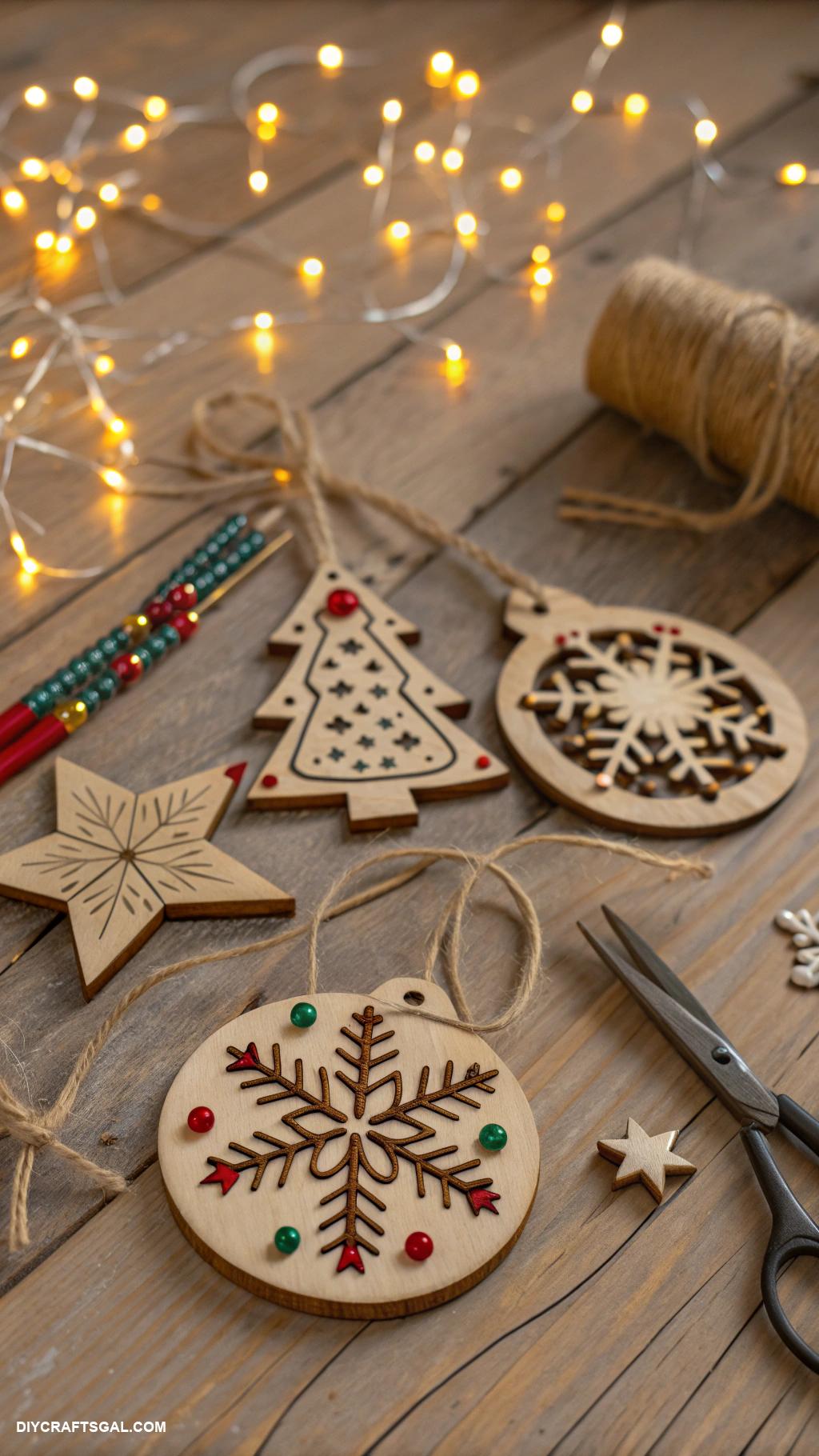 christmas crafts for adults Wooden Christmas Tree Ornaments