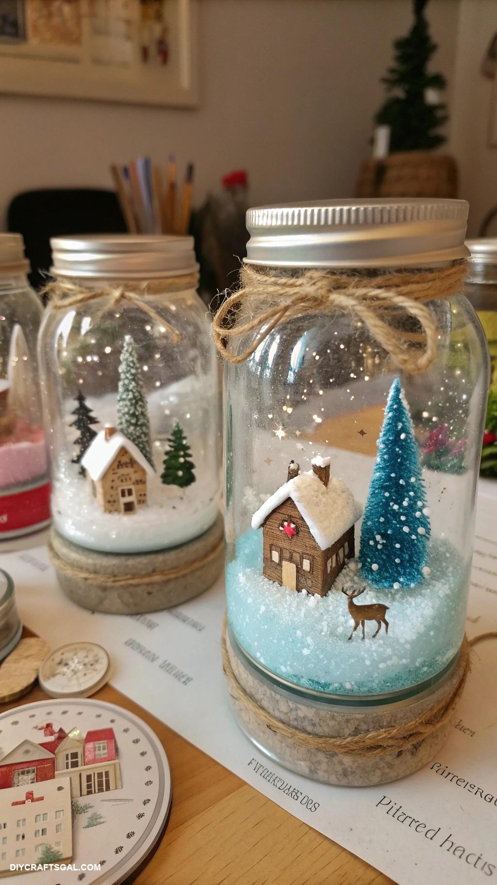 christmas diy crafts DIY snow globes with mason jars