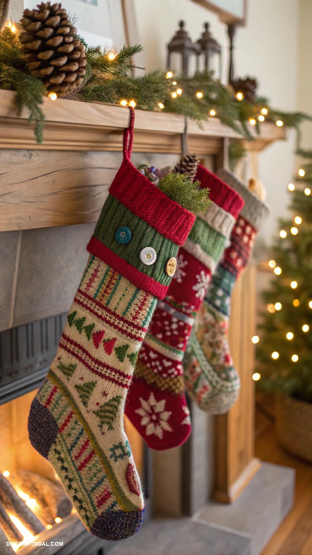 christmas diy crafts Recycled sweater Christmas stockings