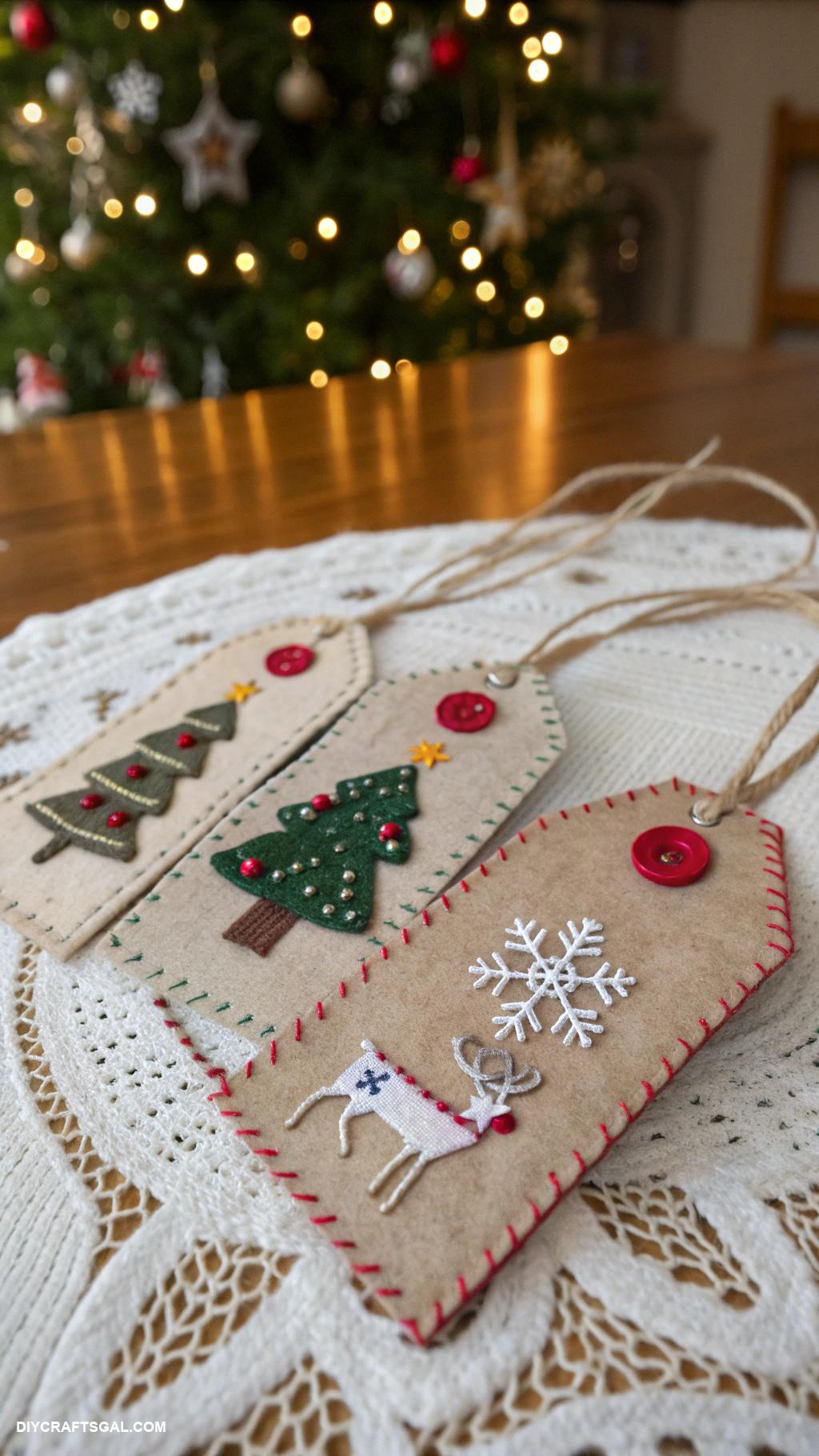 christmas felt crafts Handmade felt gift tags for a personal touch
